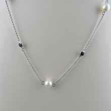 Load image into Gallery viewer, Black Sapphire and South Sea Pearl Chain Necklace
