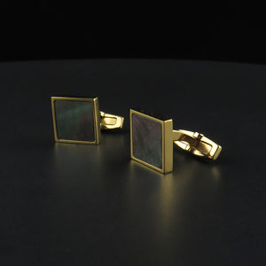 Square, Gold Plated Mother of Pearl Cufflinks