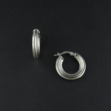 Load image into Gallery viewer, White Gold Patterned Hoop Earrings
