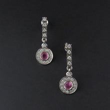 Load image into Gallery viewer, Pink Sapphire and Diamond Drop Earrings
