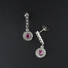 Load image into Gallery viewer, Pink Sapphire and Diamond Drop Earrings
