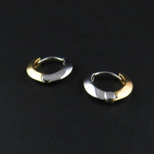 Load image into Gallery viewer, Two Toned Gold Huggie Earrings
