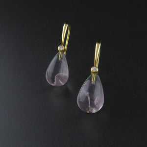 Purple Fluorite and Diamond Drop Earrings