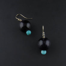 Load image into Gallery viewer, Amethyst Ball and Amazonite Drop Earrings
