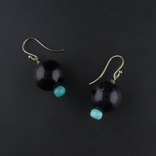 Load image into Gallery viewer, Amethyst Ball and Amazonite Drop Earrings
