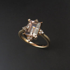 Peach Tourmaline and Diamond Ring