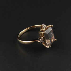 Peach Tourmaline and Diamond Ring