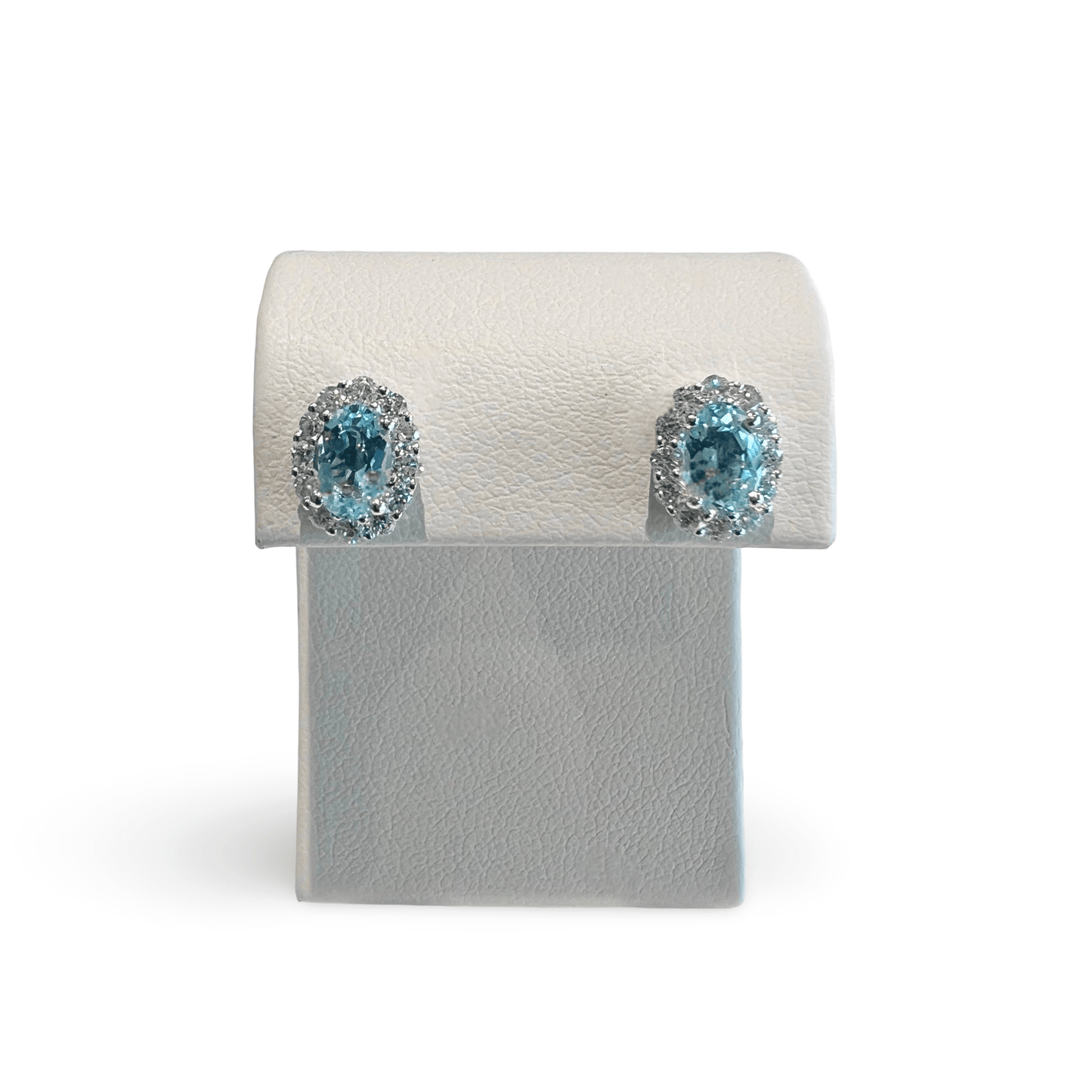 18ct White Gold Aquamarine & Diamond Earrings