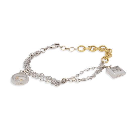 18ct White & Yellow Gold Bracelet With Floating Diamond Charms