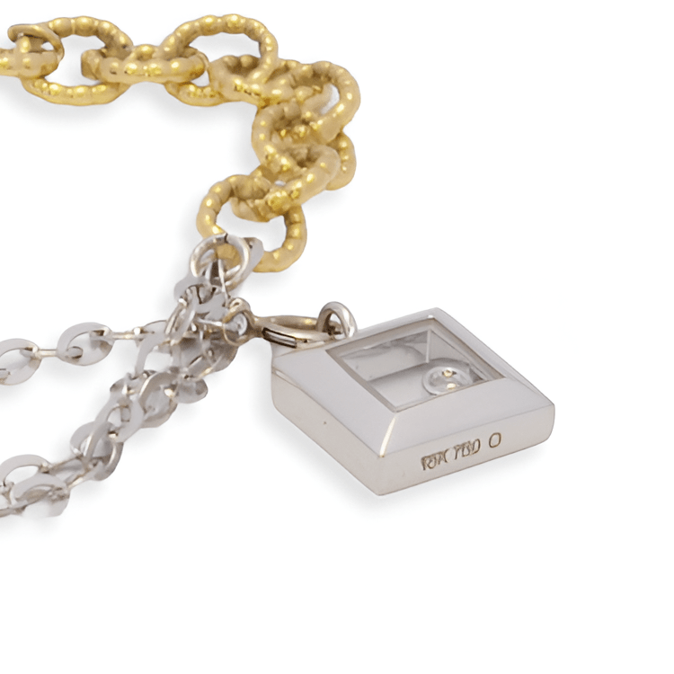 18ct White & Yellow Gold Bracelet With Floating Diamond Charms