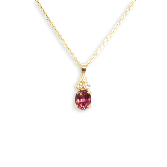 18ct Yellow Gold Tourmaline & Diamond Pendant