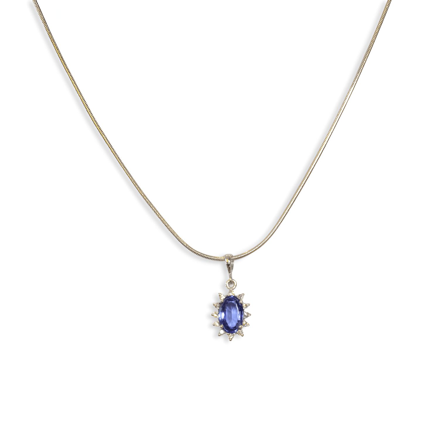 18ct White Gold Tanzanite & Diamond Pendant