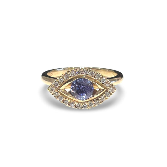 18ct Yellow Gold Tanzanite & Diamond Ring