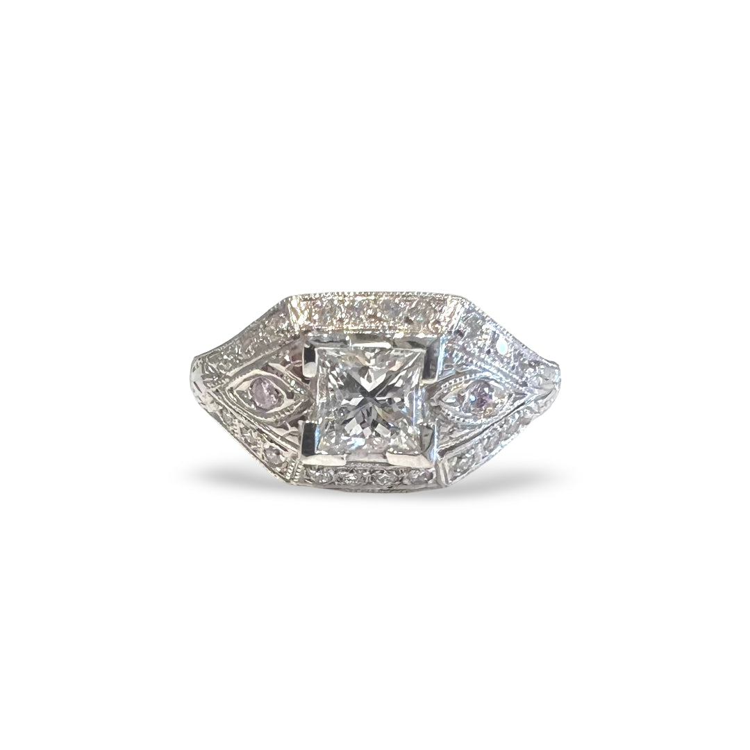 "Art Deco Style" 18ct White Gold Diamond Ring