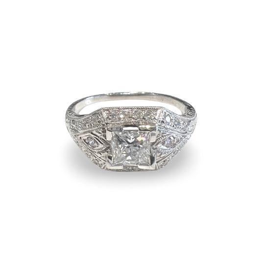 "Art Deco Style" 18ct White Gold Diamond Ring