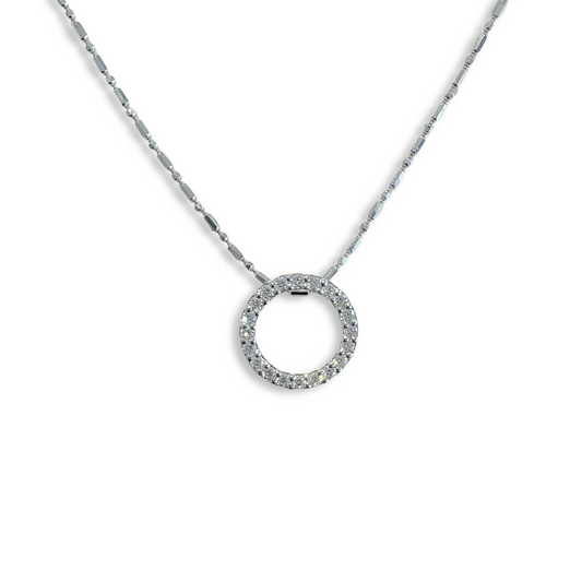 18ct White Gold Diamond Set "Circle of Love" Pendant