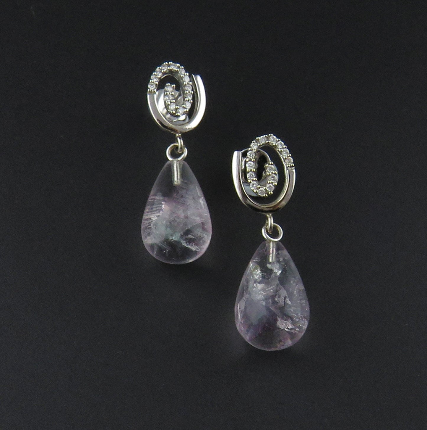 Fluorite and Diamond Drop Earrings