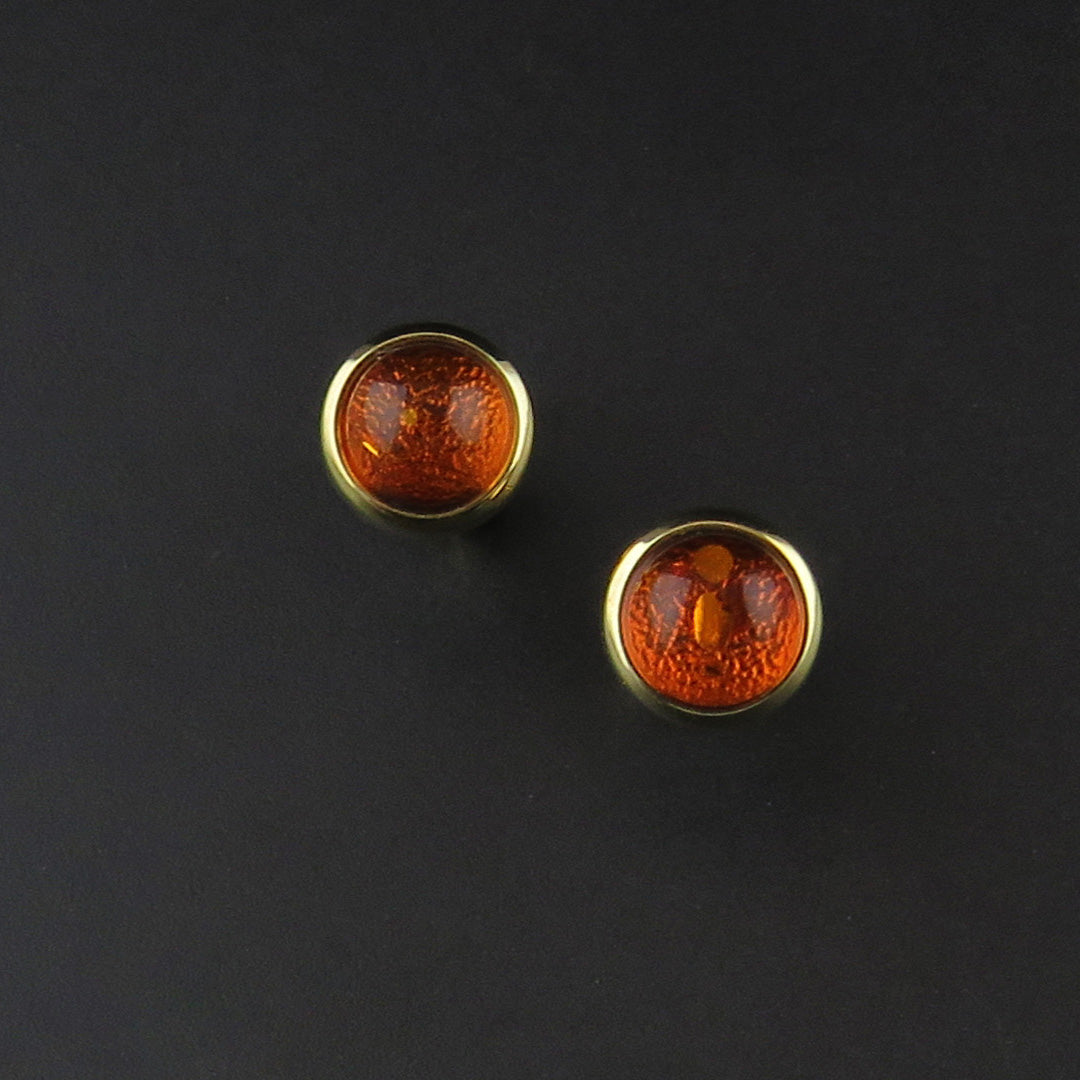 Gold Amber Stud Earrings