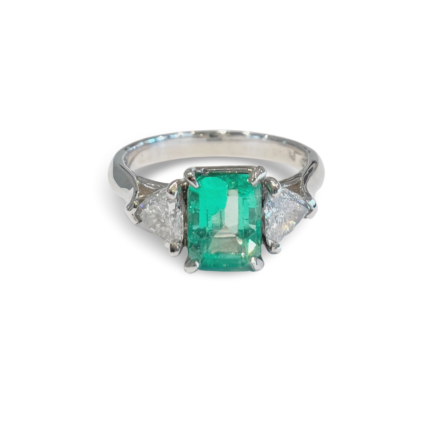 Platinum Emerald and Diamond Ring