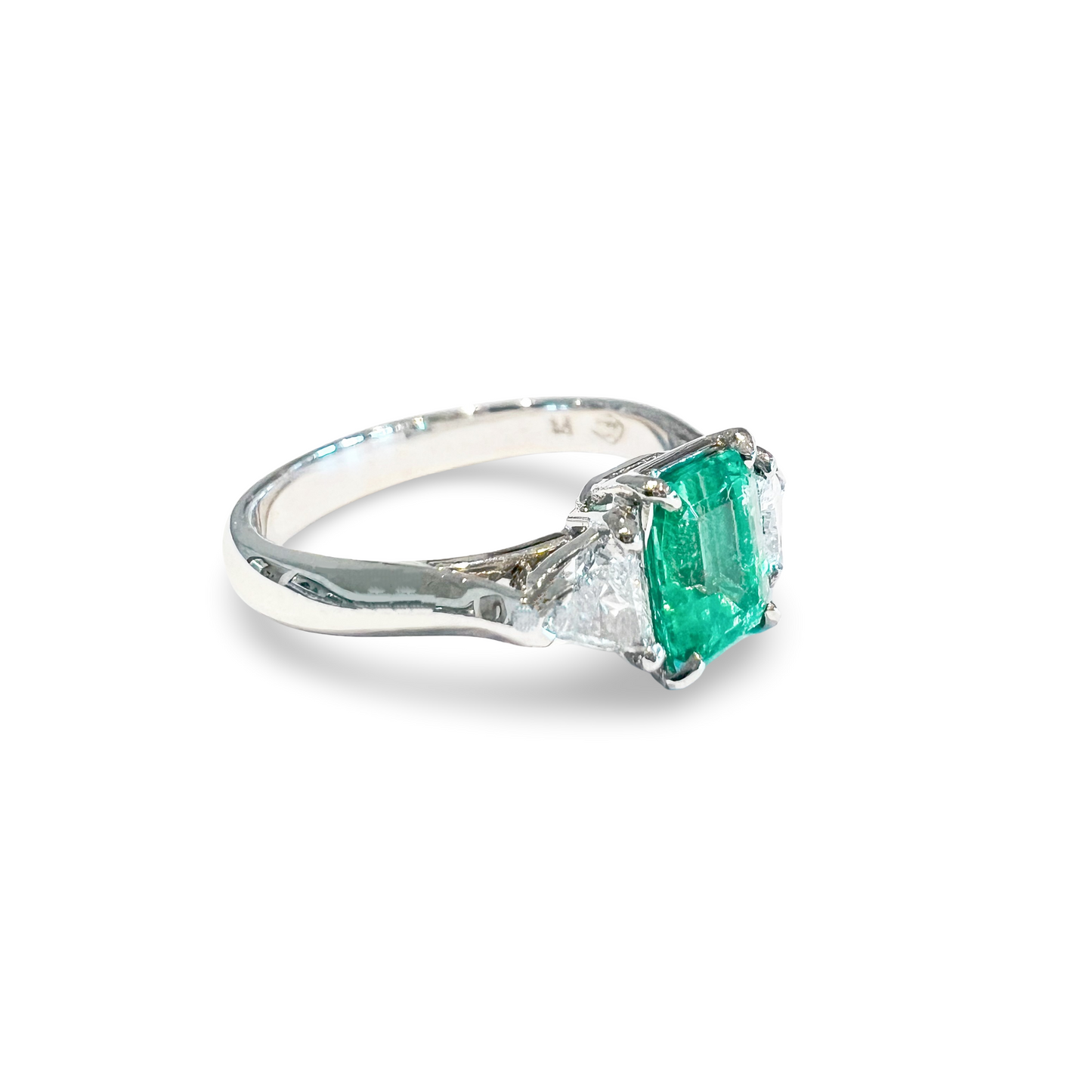 Platinum Emerald and Diamond Ring