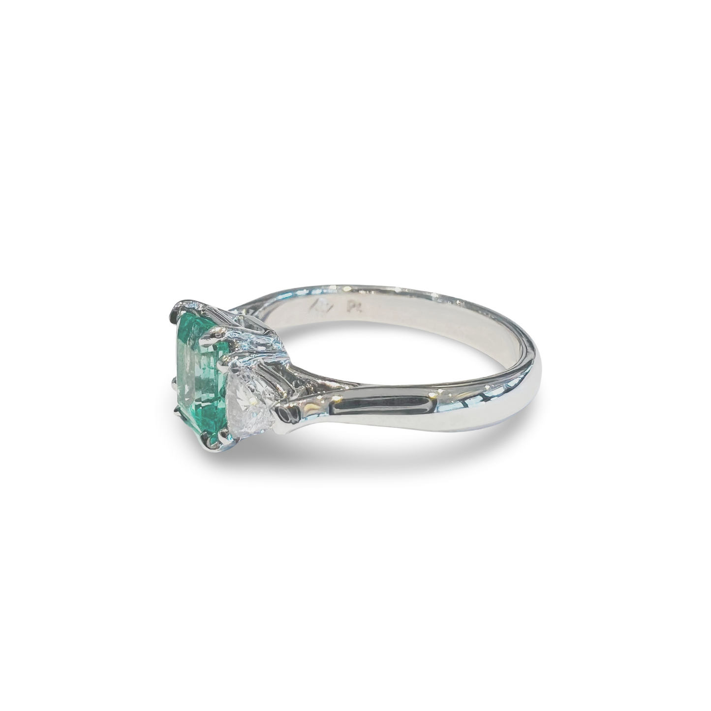 Platinum Emerald and Diamond Ring