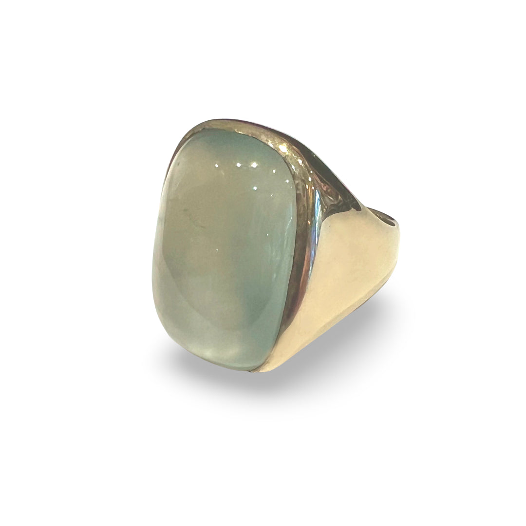 Gold Prehnite Cabochon Ring