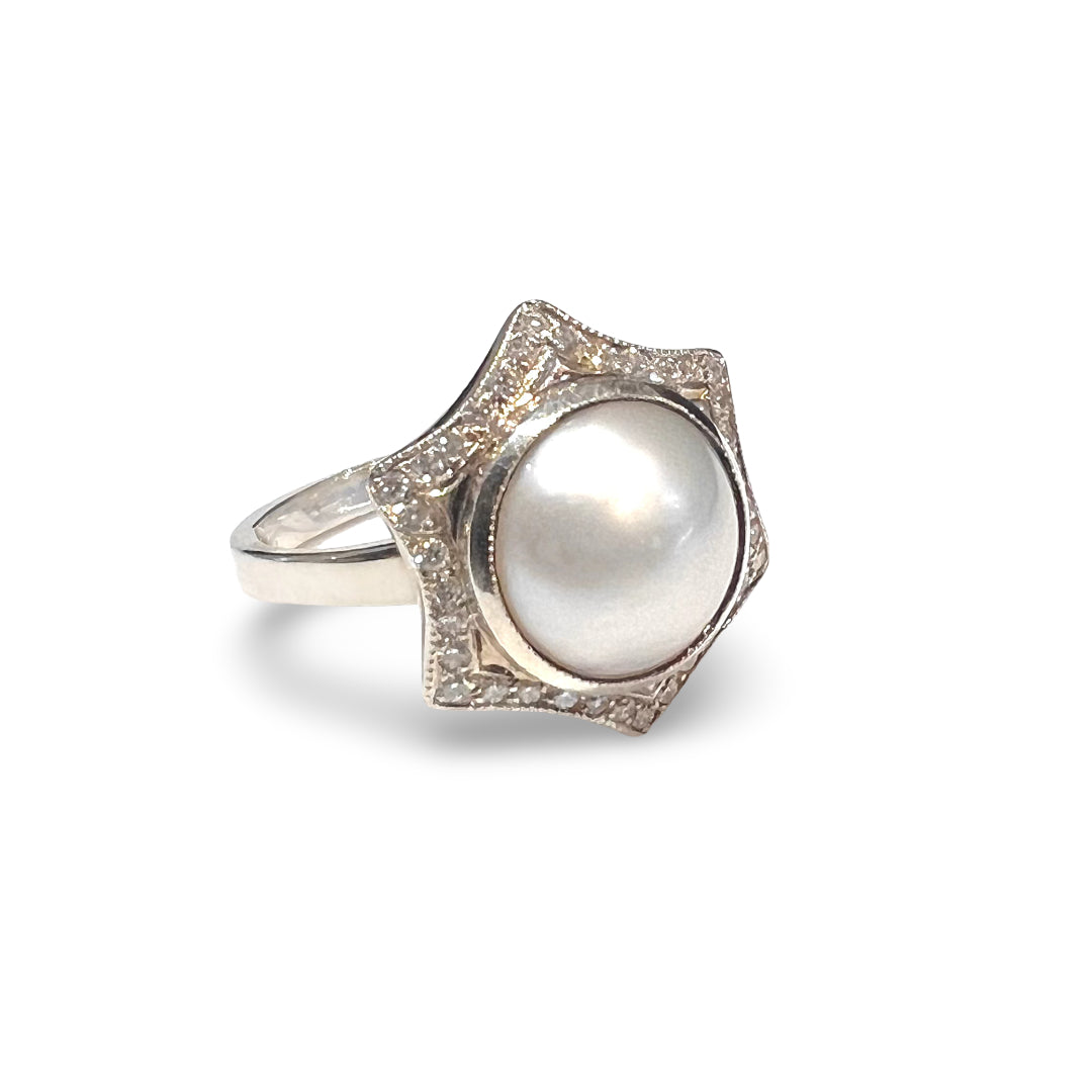 Mabe Pearl and Diamond Ring