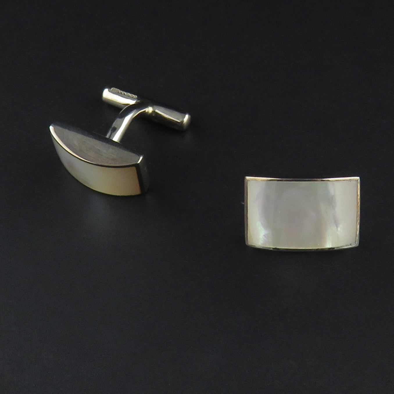 Curved Rectangle Mother of Pearl Cufflinks