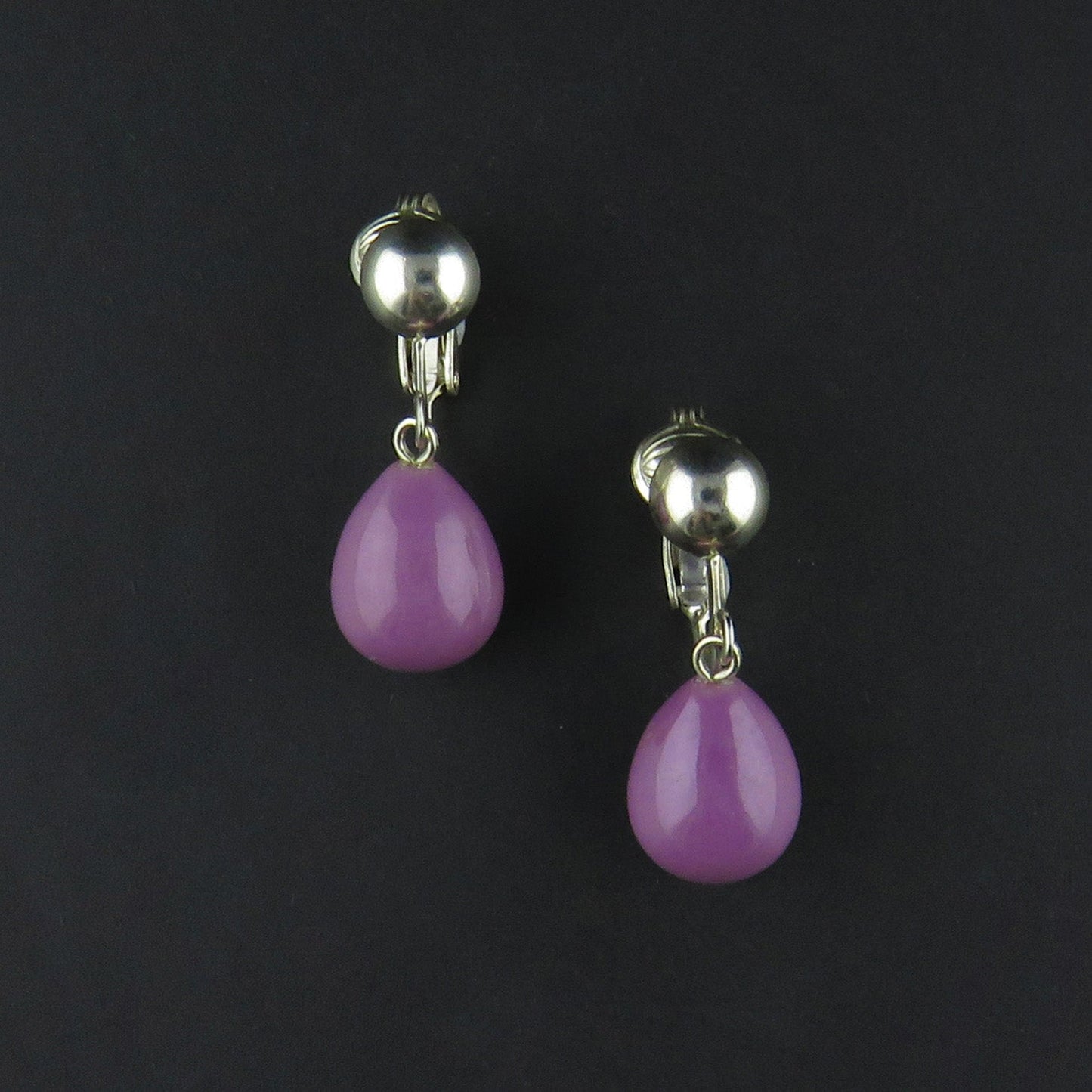 Lilac Phosphosiderite Clip On Drop Earrings