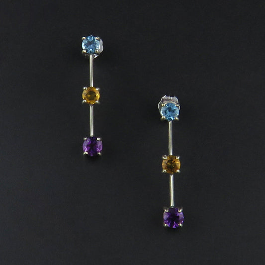 Topaz, Citrine and Amethyst Drop Earrings