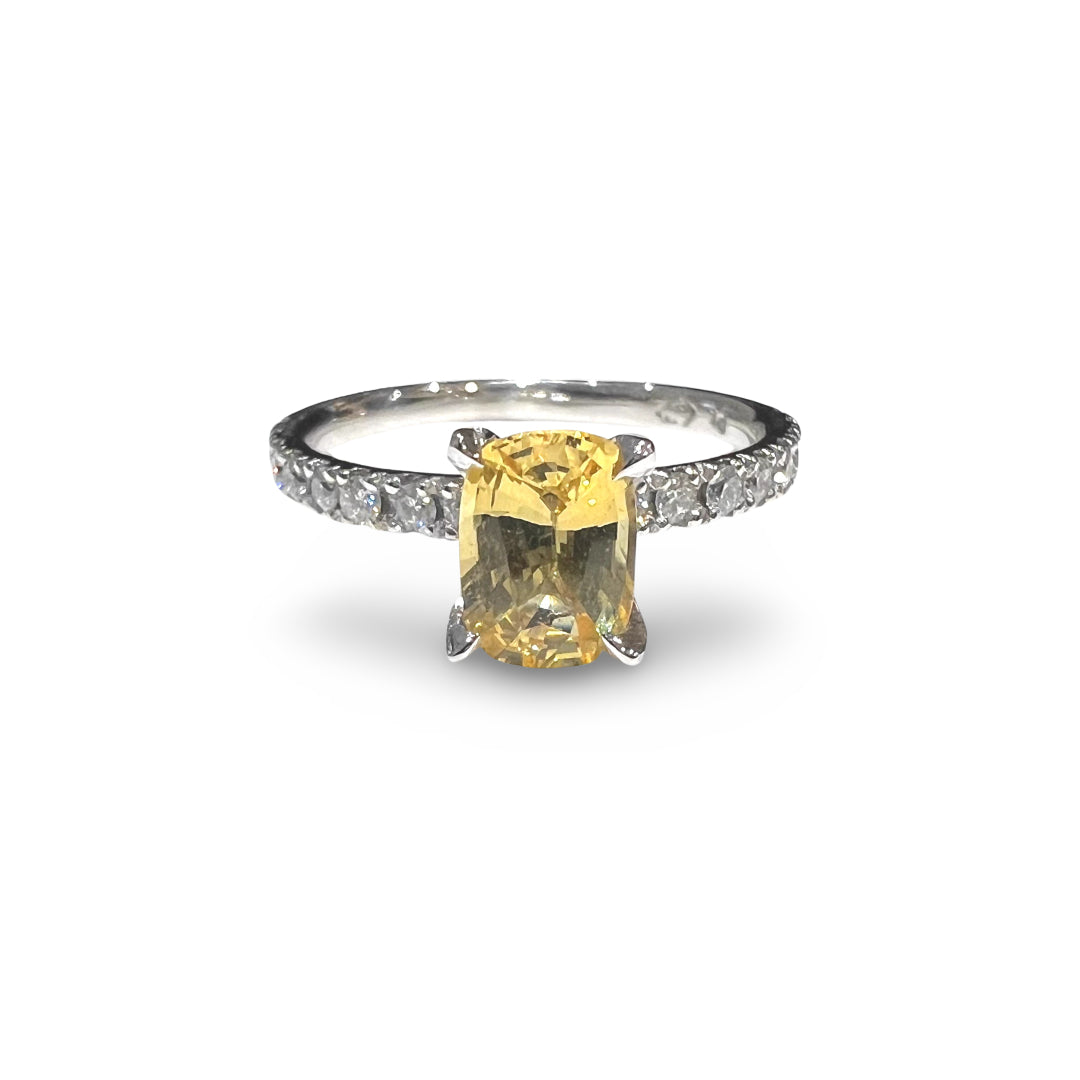 Platinum, Fancy Yellow Sapphire & Diamond Ring