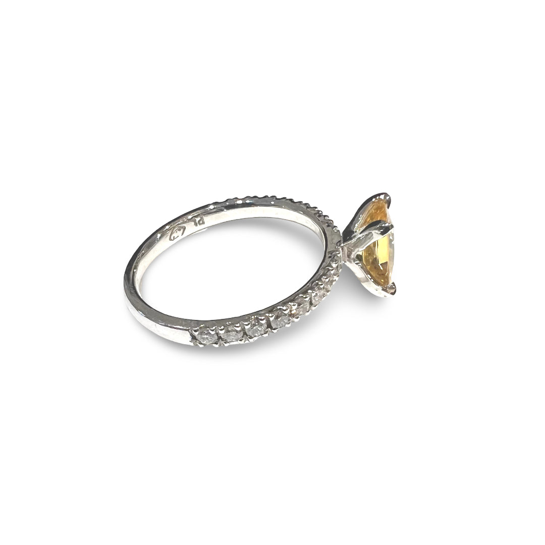 Platinum, Fancy Yellow Sapphire & Diamond Ring