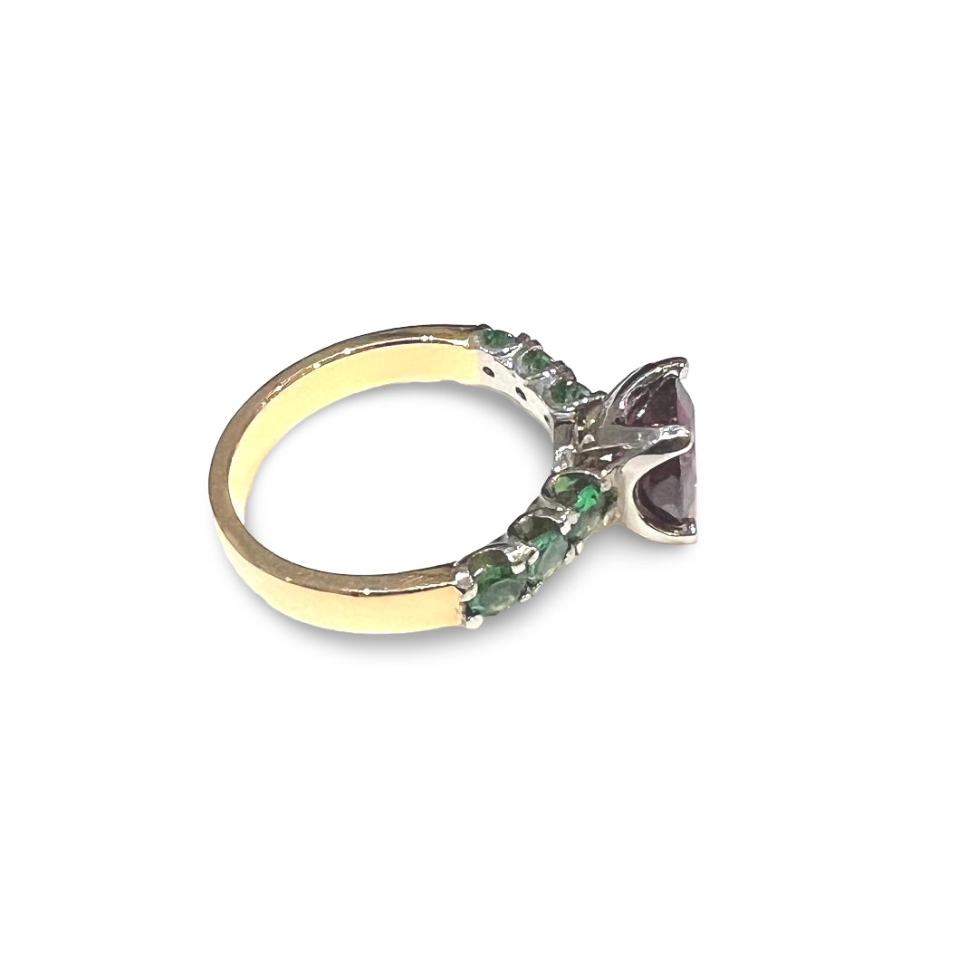 Rhodolite and Tsavorite Garnet Ring