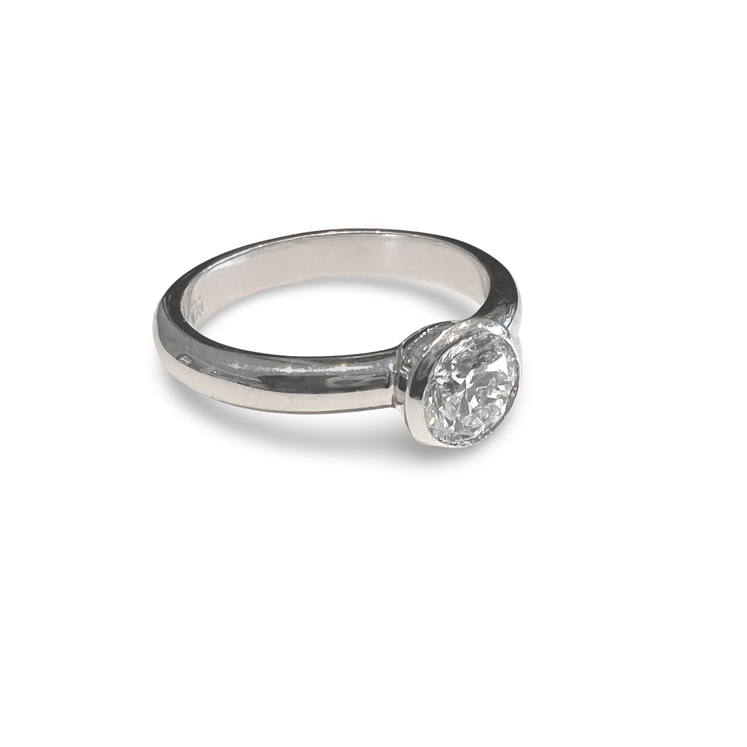 Rub-Over Solitaire Diamond Ring