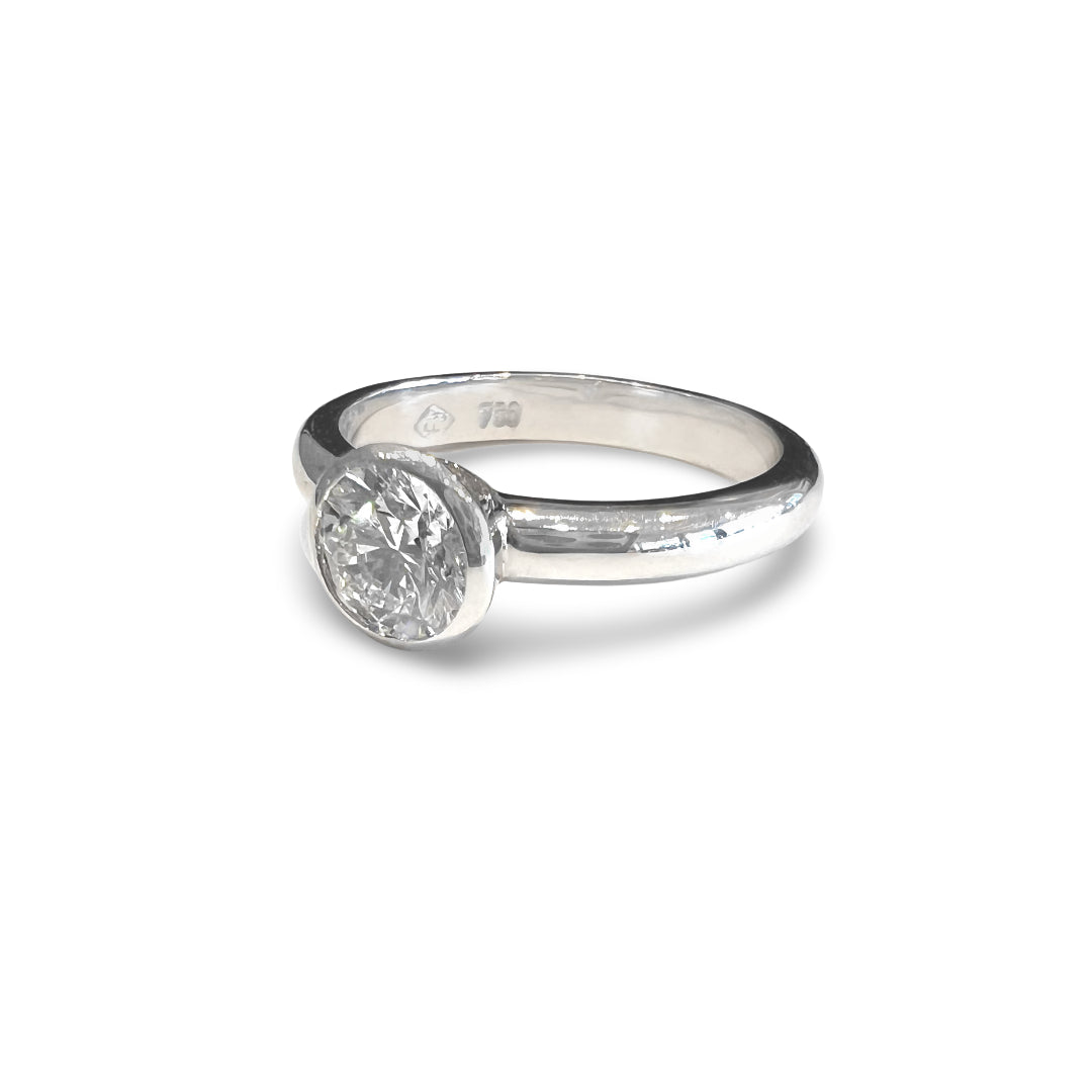 Rub-Over Solitaire Diamond Ring