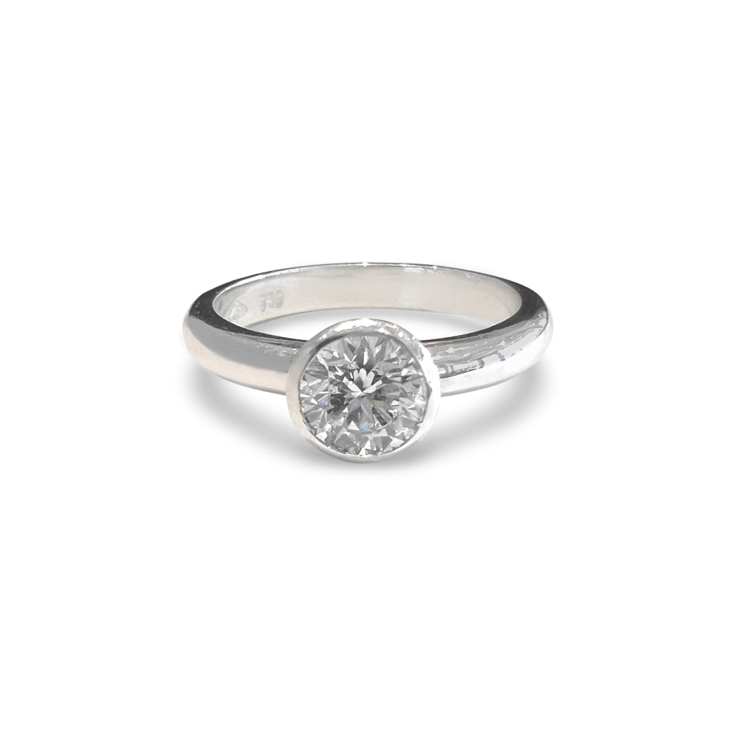 Rub-Over Solitaire Diamond Ring