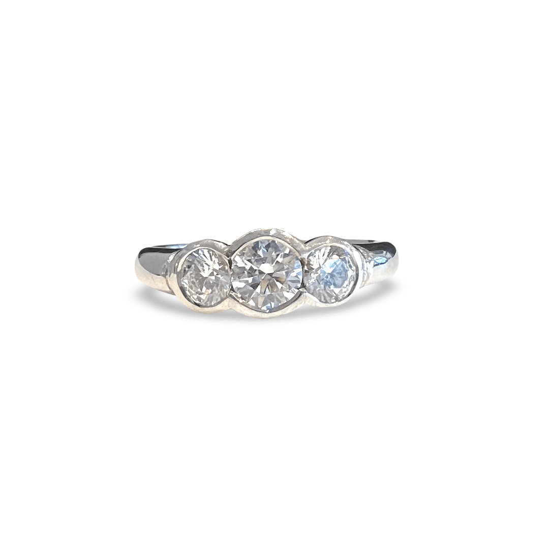 Three Stone Rub-Over Diamond Ring