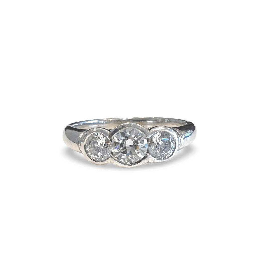 Three Stone Rub-Over Diamond Ring