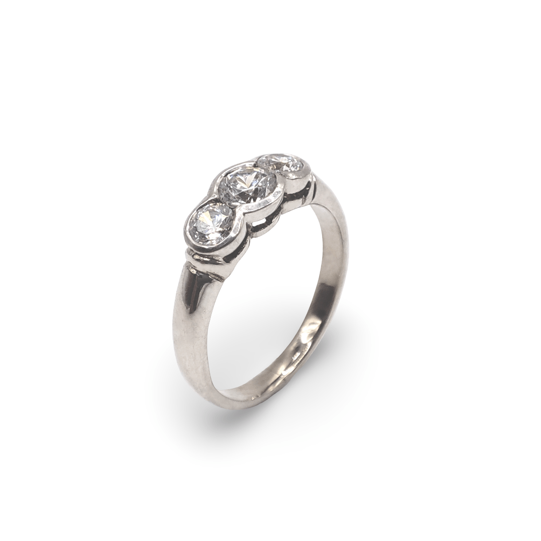 Three Stone Rub-Over Diamond Ring