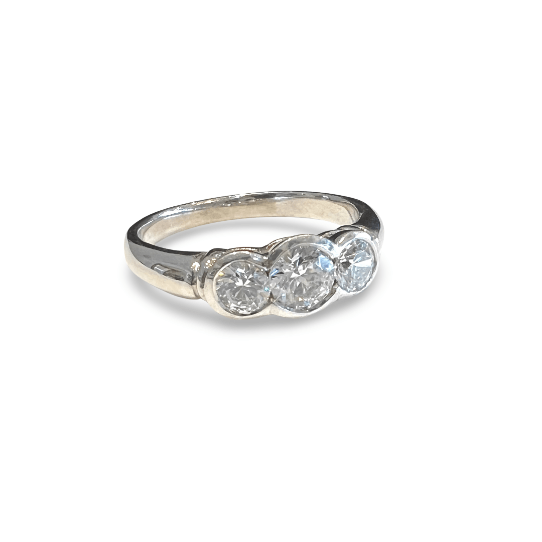 Three Stone Rub-Over Diamond Ring