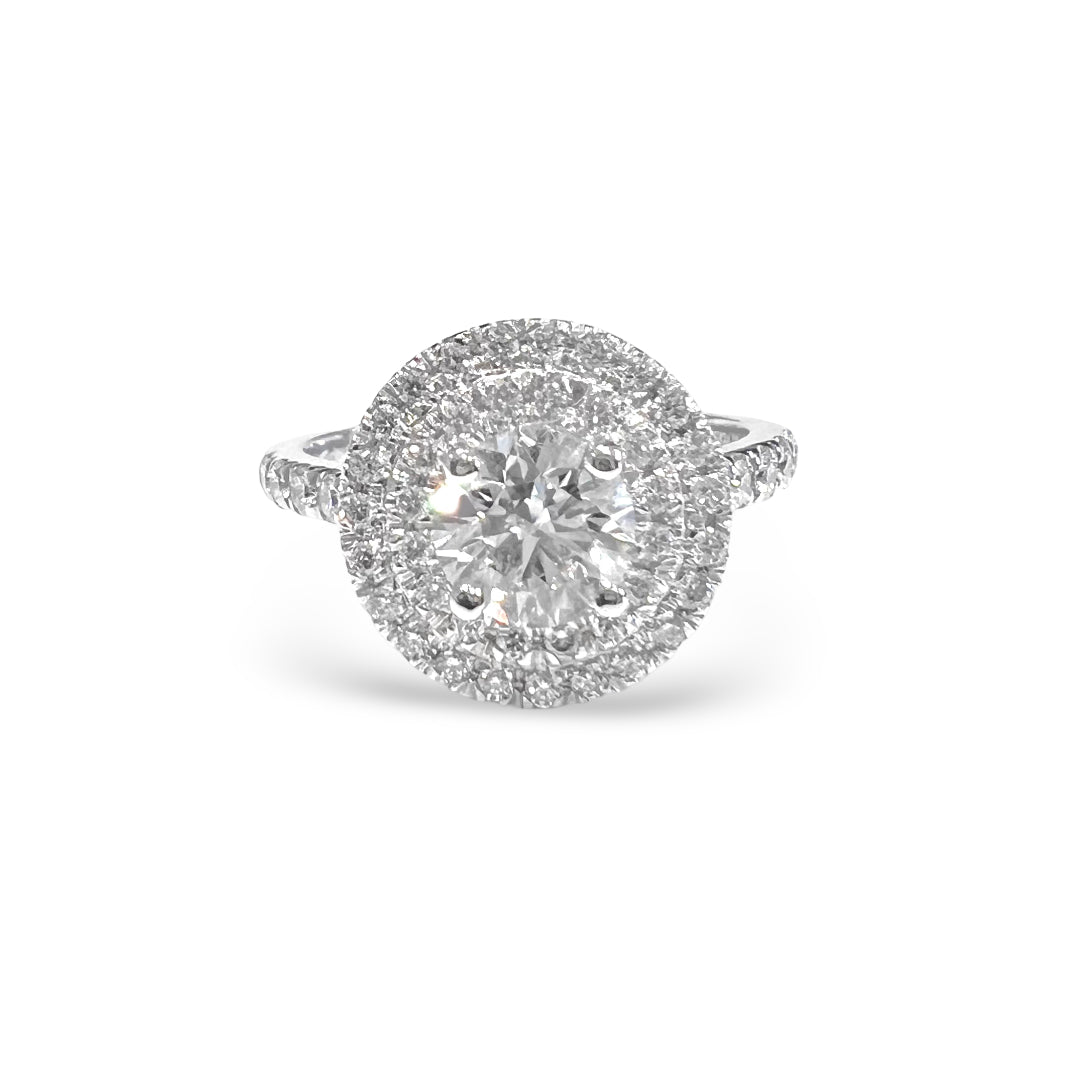 Two Row Halo, Round Diamond Ring