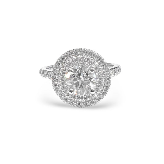 Two Row Halo, Round Diamond Ring