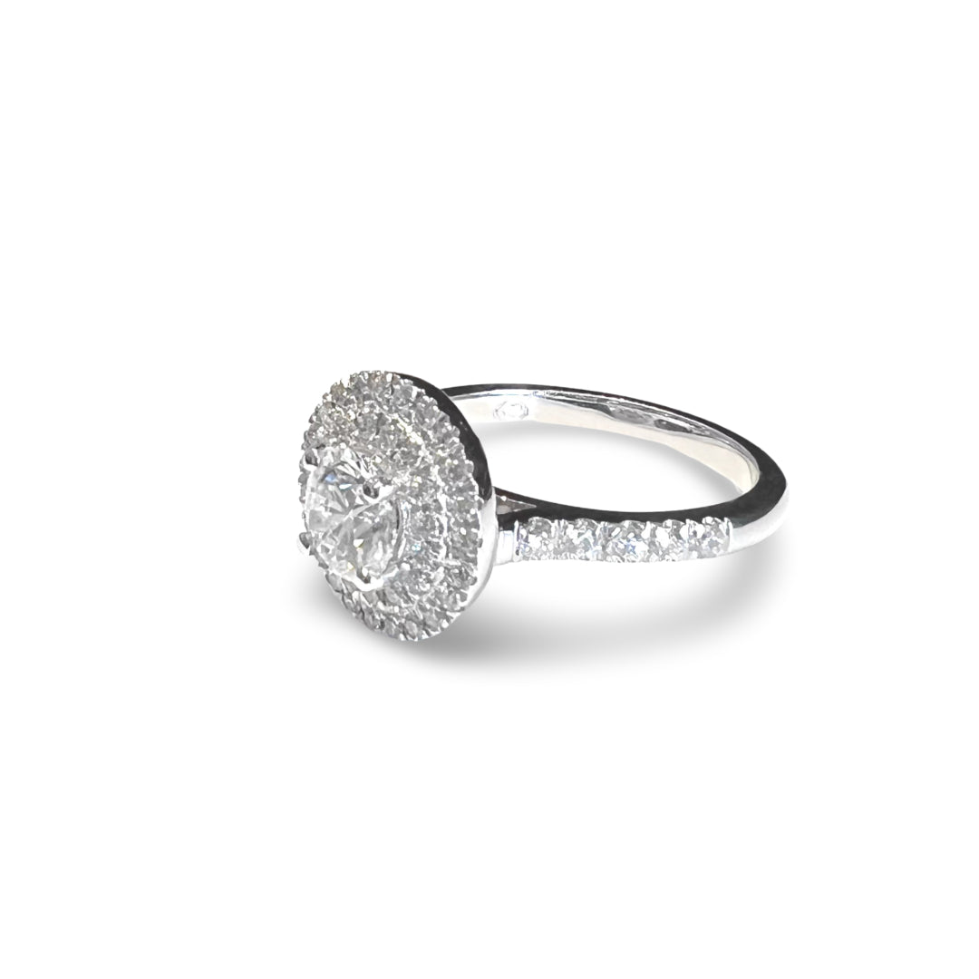 Two Row Halo, Round Diamond Ring