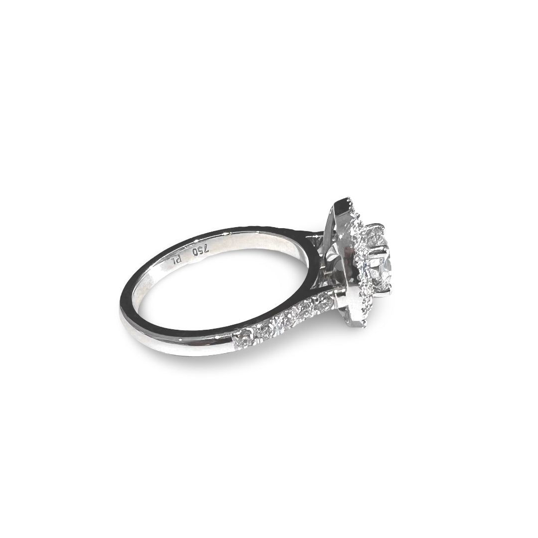 Two Row Halo, Round Diamond Ring