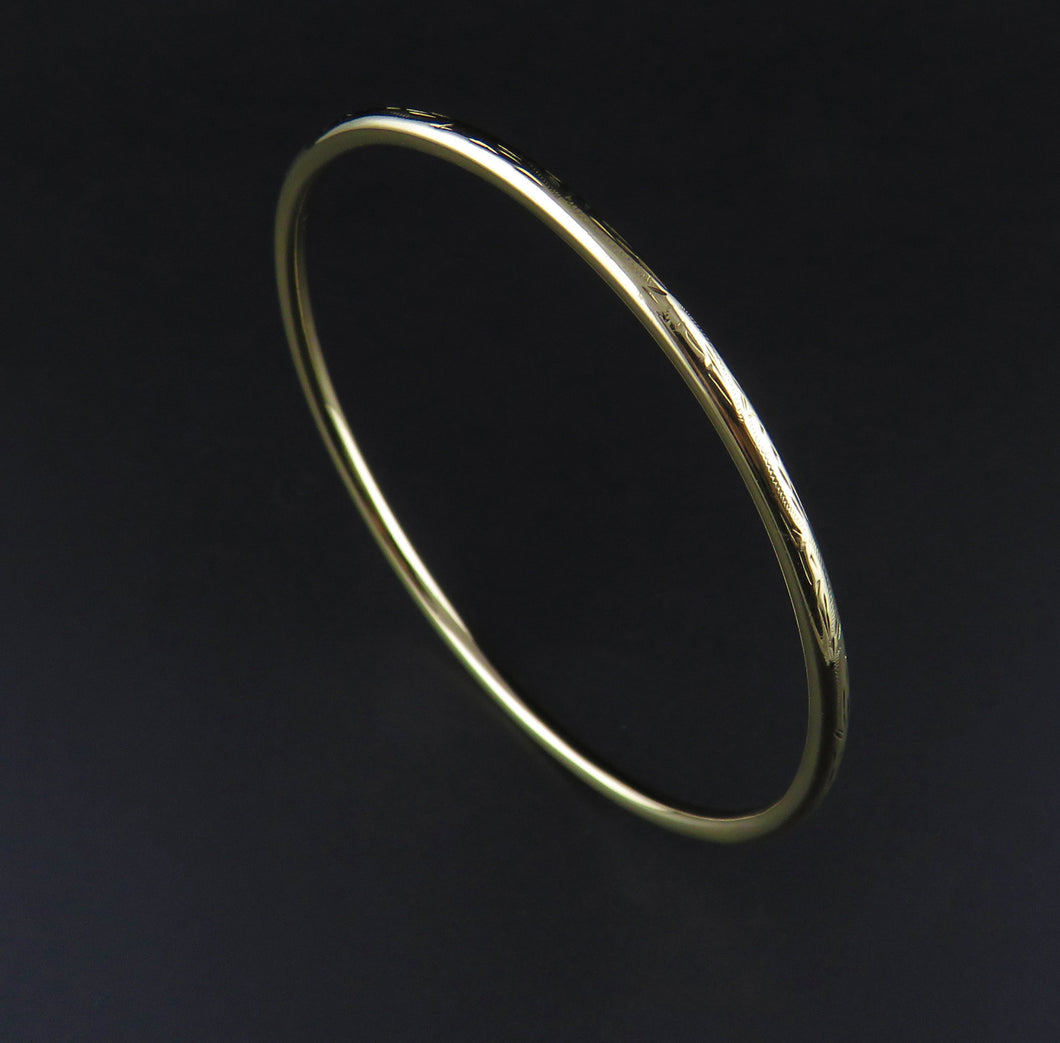 Engraved Hollow Gold Bangle