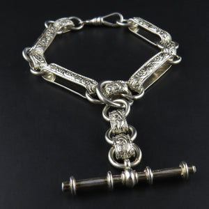 Engraved Link, Fob T-Bar Bracelet