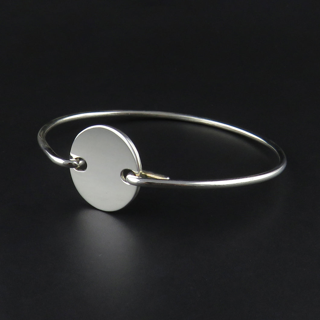 Sterling Silver Bangle with Disk Feature