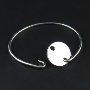 Sterling Silver Bangle with Disk Feature