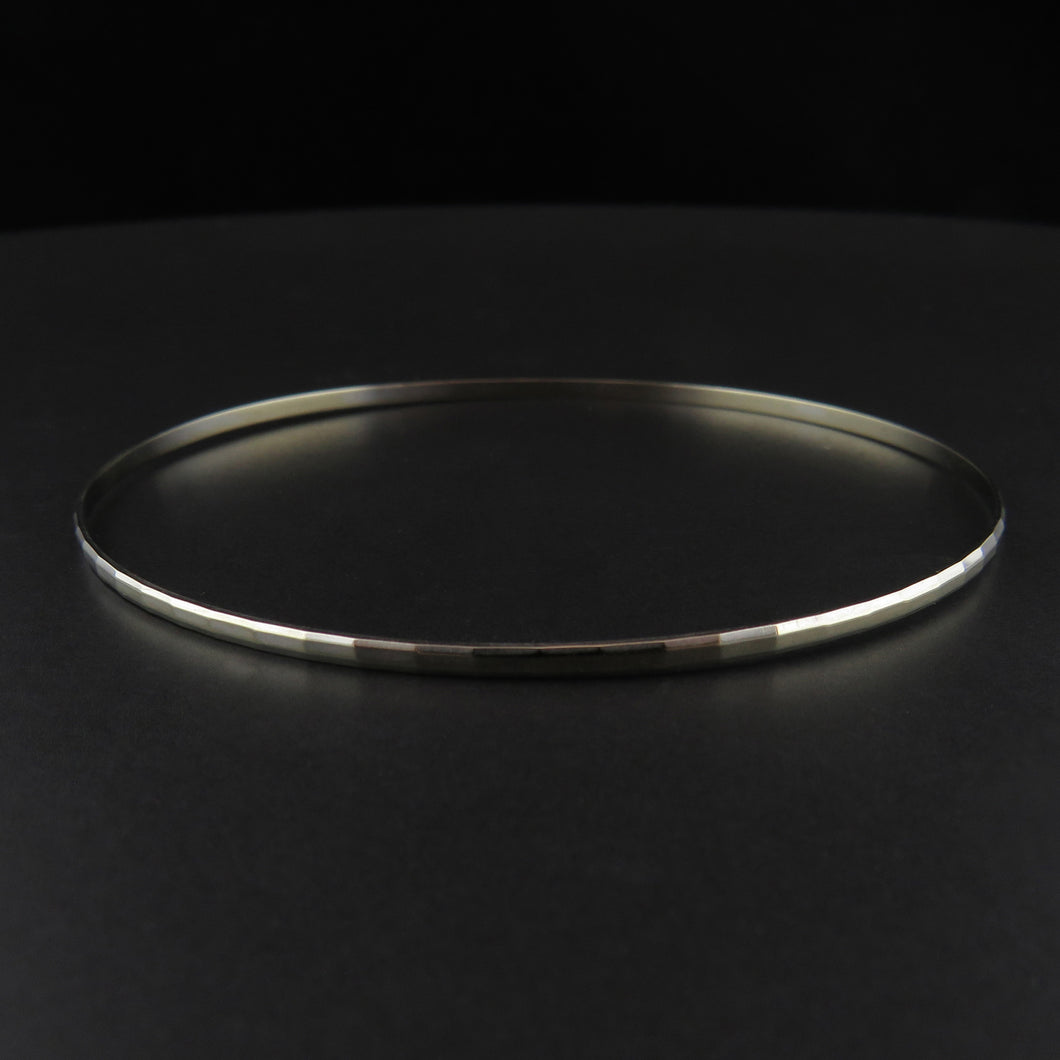 White Gold Faceted Pattern Bangle