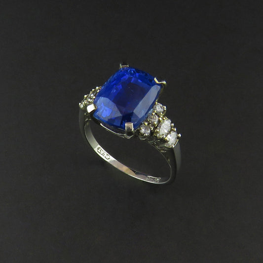 Blue Sapphire and Diamond Ring